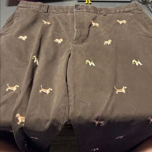 Brooks Brothers Brown Trousers with Dog Motif